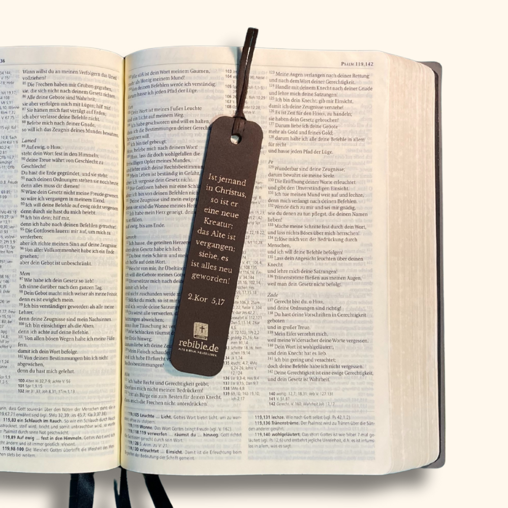 Bibel Lesezeichen Braun_Gold 2.Korither 5.17